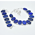 Naturaalne lapis lazuli v&auml;&auml;riskivi K&auml;sit&ouml;&ouml; 925 sterlingh&otilde;bedast Ehted Lapis lazuli Kaelakee K&auml;ev&otilde;ru Komplekt, Antiikne Ehtekomplekt, Kingitus Emale 20" sinine