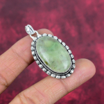 Prehnite ehted, 925 tahke h&otilde;bedast ripats k&auml;sitsi valmistatud v&auml;&auml;riskividest ehted, kingitused naisele uhiuus ripats 1.85 Inches