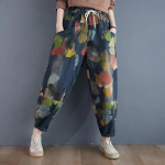Suured Harem Baggy P&uuml;ksid Naiste Teksad Vintage Print vabaaja p&uuml;ksid Pahkluu pikkus Denim Harajuku P&uuml;ksid S