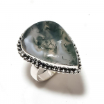 Indian Moss Agate Handmade 925 Sterling Silver Jewelry Ring Size 9 i0c15