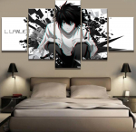 5-osaline HD-prindiga suur Death Note animeplakat Cuadros Decoracion Maalid l&otilde;uendil Seinakunst kodu kaunistamiseks Seinakujundus Raamita 30x40cm*2 30x60cm*2 30x80cm*1