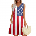 Naiste suvekleidid V-kaelusega varrukateta ja taskutega p&auml;ikesekleidid XL