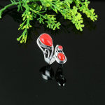 Natural Italian Red Coral Gemstone 925 Sterling Silver Ring Size 7.5 y8k65