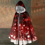 Christmas print - unisex retro vertical cape long hooded cape One Size