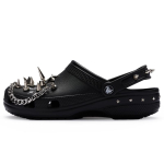 Crocs Classic klomp 811 valmistatud punk metsik hip hop must samurail dekoratiivne pandla k&auml;sitsi maalitud spreiv&auml;rv augud kingad unisex must 39-40 black