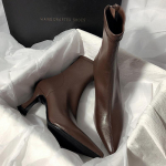 Talvised Moodsad Pahkluusaapad Terava Ninaga Elegantsed K&otilde;rged Kontsad Nahast Kingad 2025 Trend Disaineri Kleitkingad Gladiaator Naiste Saapad 34 helepruun v&auml;rv