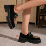 Moodsad leopardimustrilised Creeper tossud naistele S&uuml;gis kunstseemisnahast platvormkingad Daamide paksude talladega kingad Paeladega kleitkingad Oxford Zapatos De Mujer 35 leopard