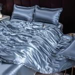 Mulberry siidist voodipesukomplekt koos tekikattega voodilina padjap&uuml;&uuml;r Luksuslik satiinist voodilina &uuml;hev&auml;rviline King Queen t&auml;issuuruses 220x240cm 4 pcs set tumesinine v&auml;rv