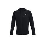 Under Armour Project Rock Fliisist Treeninguga Kapuutsiga Jakk Meestele &Uuml;ler&otilde;ivad Must 1367032-001 M