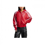 Adidas Originals Spordilifestyle Sarja Ameerika Retro Br&auml;ndi Logo Triibuline Soe Kapuutsiga Jakk Naiste Jakid Helepunane JY8887 2XS
