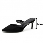 Seksikad Stiletto Slingback Kingad Sandaalid Naistele Suvised Mules Slides Moodsad Kivid Samet Mustad K&otilde;rged Kontsad Sandaalid Kingad 33