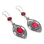 Natural Garnet Gemstone Handmade 925 Sterling Silver Earring 2.76 o8e11