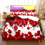 3D roosi voodipesukomplekt kaasaegne romantiline armastus tekikott 2/3 t&uuml;kki DE135 * 200 t&auml;issuuruses pehme pestav t&otilde;mblukk Luksuslik kodutekstiil EU Single 135x200cm