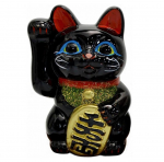 Tokoname keraamika Must Maneki Neko Parem k&auml;si 13cm k&otilde;rge Valmistatud Jaapanis S must