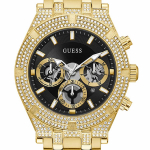 Guess Meeste kvartsikell kuldse roostevabast terasest rihma ja kolme osutiga - GW0455G2 kuld/must