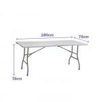 Table pliante - MARBUENO - 180 x 70 x 74 cm - R&eacute;sine et acier - Ext&eacute;rieur - Multicolore puhas