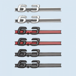 Kroomitud l&auml;ikiv must t&auml;ht C63 6.3 poritiiba embleemi m&auml;rgiga autokleebis Mercedes Benz AMG W207 W211 W212 W203 W204 W205 C63 E63 jaoks 2pcs 6.3AMG