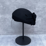 Prantsuse Elegantne V&otilde;rk Kahekordse Vibu Villane Baret Retro Kuulsuse Topeltk&uuml;bar Naiste S&uuml;gis Ja Talv Stjuardessi M&uuml;ts Maalikunstniku M&uuml;ts M（56-58cm） black