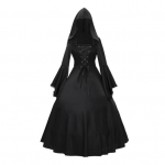Naiste gooti kapuutsiga n&otilde;iakleit vintage keskaegne viktoriaanlik kleit Halloween renessanss cosplay kleit meigipidudeks rollim&auml;ngudeks M must