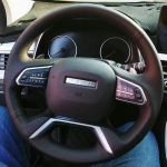 ization Car Steering Wheel Cover Black Hand Sewing Leather For Haval H6 &nbsp;Automotive Interior Accessories Blue Thread