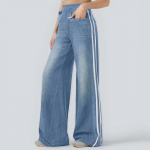 Naiste Mitmek&uuml;lgsed High Street Retro Pesupesuksinised Sinised K&uuml;lgtriibulised Jeansid S sinine