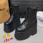 Moodsad Cosplay Platvormsaapad Naiste Paks Tald K&otilde;rgust Lisavad Saapad Veekindel Nahk Gooti L&uuml;hikesed Saapad Suurele Suurusele igap&auml;evaseks kasutamiseks 35 black
