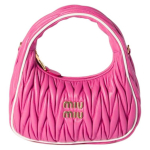 Miu Miu Wander Series Logo Volditud Disain Nappa Nahast &Otilde;la Crossbody Totes Kott Naiste K&auml;ekotid Kirsipunane Valge 5BC125_2IBS_F0F6W_V_OOF Basic Set (Bag+Dust Bag)