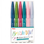 Pentel Brush Touch Sign Pen komplekt B SES15C-6STB 6 v&auml;rvi