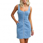 Naiste varrukateta teksakleit, ees lukuga, minikleit, suvine vabaaja tanktop-teksakleit taskutega M