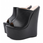 Uusim populaarne mood Peep Toe Platform Kiilusussid Mustad Suvekingad Naiste &Uuml;lik&otilde;rged kontsad Sandaalid 35