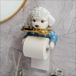 Cartoon Teddy Dog tualettpaberi hoidik Punch Tasuta seinale kinnitatav tualettpaberi rullpaberi hoiualus, rest Vannitoa kaunistus