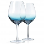 2 tk K&auml;sitsi valmistatud sinised krakitud veiniklaasid Suur kristalliline Burgundia veiniklaas tops varrega Punane Valge veiniklaas Karikas Esteetiline klaasn&otilde;ude kollektsioon 2pcs