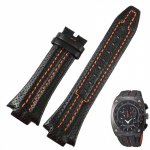 Ehtne nahk Seiko Sportura seeria SNL017 7L22 SNA595P2 kella rihma jaoks 27*15mm Must Oranž &otilde;mblusega Rihm Kumer K&auml;ev&otilde;ru 27-15mm
