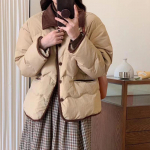 Tepitud mantlid Naiste Korea versioon Velvetist rev&auml;&auml;r Kerge soe l&uuml;hike jope S&uuml;gistalve vabaaja jakid M