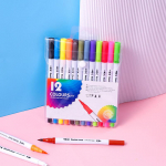 Kahe otsaga akvarellpintsel ja peenelinerite komplekt (12-120 V&auml;rvi) kunsti ja kontuurimiseks Dual-tip Liner Pen
