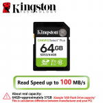 Kingston 128GB SD-kaart Klass 10 UHS-I U1 V10 64GB 256GB 512GB M&auml;lukaart Kuni 150MB/s lugemiskiirus SDXC M&auml;lukaart Canvas Select Plus Kaamera jaoks 64GB