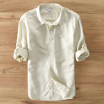 Designer Italy Style 100% linane pikkade varrukatega s&auml;rk Meeste vabaaja 5 v&auml;rvi &uuml;hev&auml;rvilised valged s&auml;rgid meestele Top Camisa Chemise M