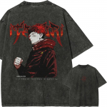 Yuji Itadori tsitaadiga T-s&auml;rk Jujutsu Kaisen T-s&auml;rk Vintage pestud &Uuml;lem&otilde;&otilde;duline Retro Anime Harajuku t&auml;navar&otilde;ivad Tume Manga meeste riided M