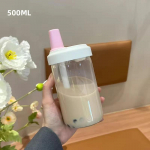 500/850ml Suure Mahutavusega Vee Pudelid Piima Mahla Klaas Tass Kaane ja K&otilde;rrega Mullitee Kohvi Tassid Joogiklaasid L&auml;bipaistev 500-1000ml