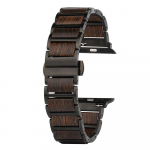 K&auml;sit&ouml;&ouml;na valminud puidust kellarihm Moodne puidust ja terasest randmekellarihm Apple Watchile Elegantne puidust k&auml;ev&otilde;ru must