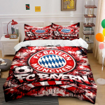 FC Bayern Voodikomplekt Punane Stiil Voodipesu Tekikoti Komplekt Tekikott Padjap&uuml;&uuml;rid Kodu Dekoor (1 * Tekikott 2 * Padjap&uuml;&uuml;ri, ilma tekita) 135x200cm red