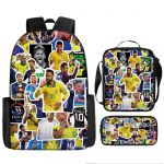 Digitaaltr&uuml;kk Jalgpallit&auml;ht Messi &Uuml;mberkaudne Koolikott Animatsioon Multikas Seljakott Kolmeosaline Komplekt Backpack