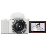 SONY VLOGCAM peeglita kaamera toitega suumobjektiivi komplekt, valge W APS-C ZV-E10 (Kaasasolev objektiiv SELP1650) Tuuleklaas, ZV-E10L valge