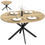 Pikendatav s&ouml;&ouml;gilaud 4-6 inimesele, T&ouml;&ouml;stuslik k&ouml;&ouml;gilaud libliktiiviku ja X-kujulise alusega, Looduslik puit 135 x 100 x 75 cm