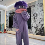 Lilla suure suuga koletise onesie Loll koletis Kigurumi pehme &uuml;hes t&uuml;kis pidžaama hubane kodune hommikumantel (JALAN&Otilde;UD KOMPLEKTIS EI OLE) M gray