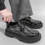 Meeste Creepers Loaferid Elegantne liftkingad K&otilde;rgust suurendavad Must Valge Nahast Kingad Paks Tald Platvormkingad Suurused EU: 38 must