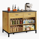 120&times;75&times;90cm, Maakodu stiilis k&ouml;&ouml;gisaar &ndash; 2 sahtli ja 4 avara riiuliga, Tammepuidu tekstuur, Mustast marmorist t&ouml;&ouml;tasapind, Tagak&uuml;ljel baariala 120 x 75 x 90 cm