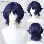 Wanderer Scaramouche Cosplay Parukas Sinine Lilla L&uuml;hike Juuksepall Balladeer Anime Cosplay Parukad Kuumakindel S&uuml;nteetiline Juuksed Halloween One Size gray