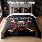Iron Maiden Disainiga Voodi Voodipesu Komplekt 1 Tekikott + 2 Padjap&uuml;&uuml;ri Pehme Hingav Majapidamise Voodipesu 135cm*200cm gray