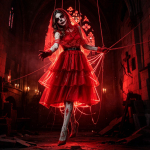 Naiste Hirmutav Halloweeni Pruudi Kost&uuml;&uuml;mikleit Veriplekkidega, Punane Varrukateta T&uuml;llist Peokleit XXXL punane